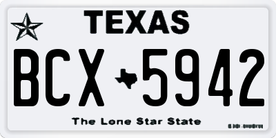TX license plate BCX5942
