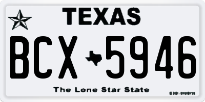 TX license plate BCX5946