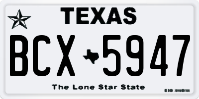 TX license plate BCX5947