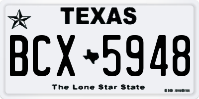 TX license plate BCX5948