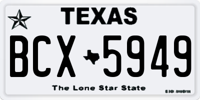 TX license plate BCX5949
