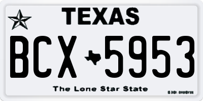 TX license plate BCX5953