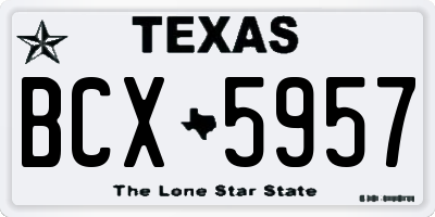 TX license plate BCX5957