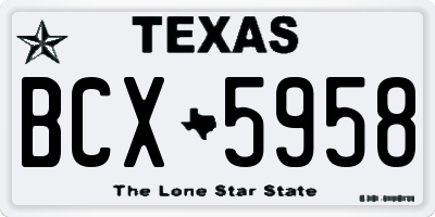 TX license plate BCX5958