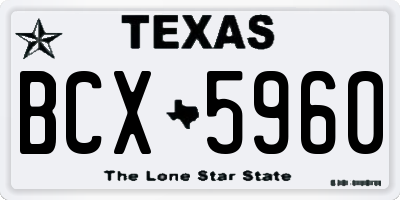 TX license plate BCX5960