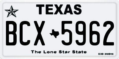 TX license plate BCX5962