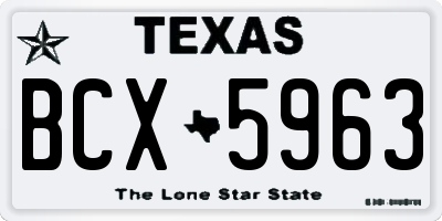 TX license plate BCX5963