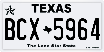 TX license plate BCX5964