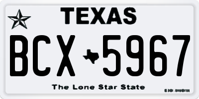 TX license plate BCX5967