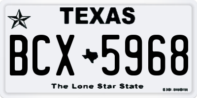 TX license plate BCX5968