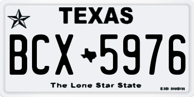 TX license plate BCX5976