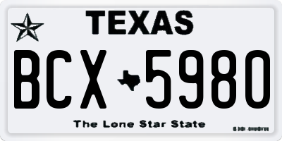 TX license plate BCX5980