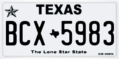 TX license plate BCX5983