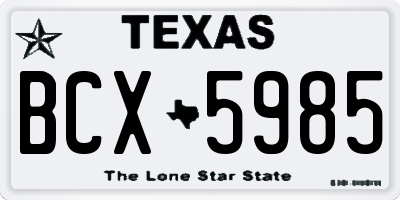 TX license plate BCX5985
