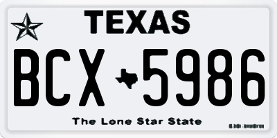 TX license plate BCX5986