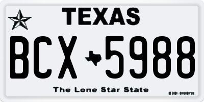 TX license plate BCX5988