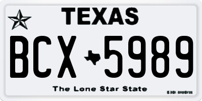 TX license plate BCX5989