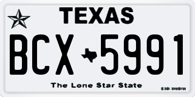 TX license plate BCX5991