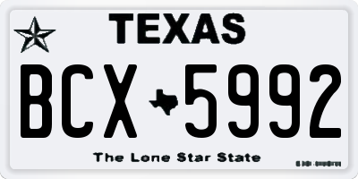 TX license plate BCX5992
