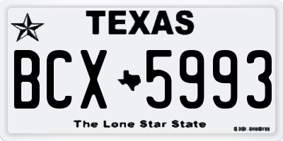 TX license plate BCX5993