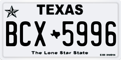 TX license plate BCX5996
