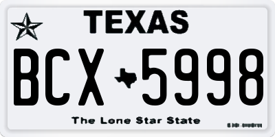 TX license plate BCX5998