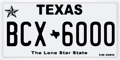 TX license plate BCX6000