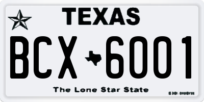TX license plate BCX6001