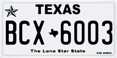 TX license plate BCX6003