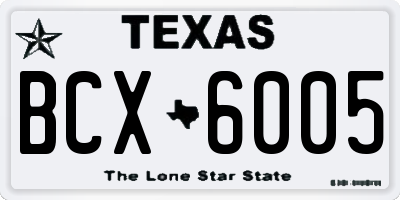 TX license plate BCX6005