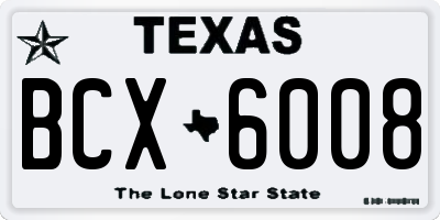TX license plate BCX6008