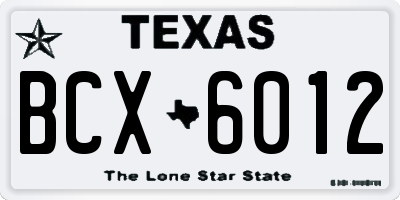 TX license plate BCX6012