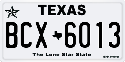 TX license plate BCX6013