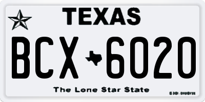 TX license plate BCX6020