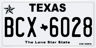 TX license plate BCX6028