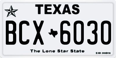 TX license plate BCX6030