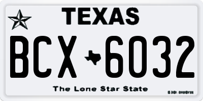 TX license plate BCX6032