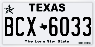 TX license plate BCX6033