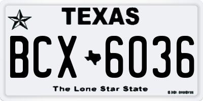 TX license plate BCX6036