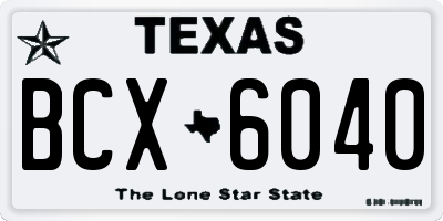 TX license plate BCX6040
