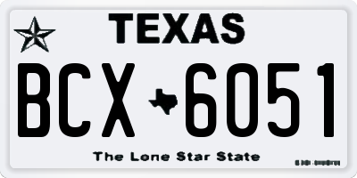 TX license plate BCX6051