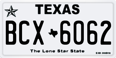 TX license plate BCX6062