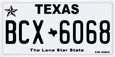 TX license plate BCX6068