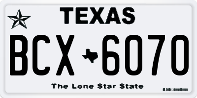 TX license plate BCX6070