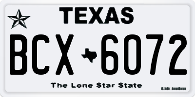 TX license plate BCX6072