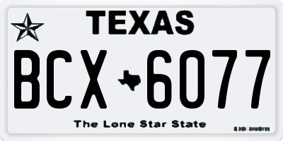 TX license plate BCX6077
