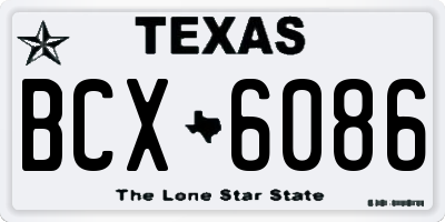 TX license plate BCX6086