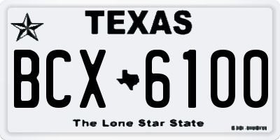 TX license plate BCX6100