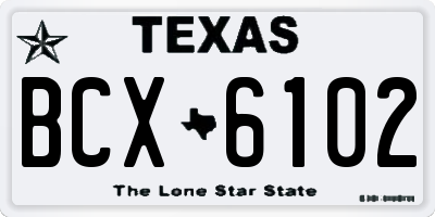 TX license plate BCX6102