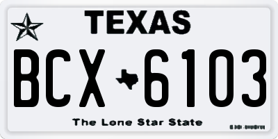 TX license plate BCX6103